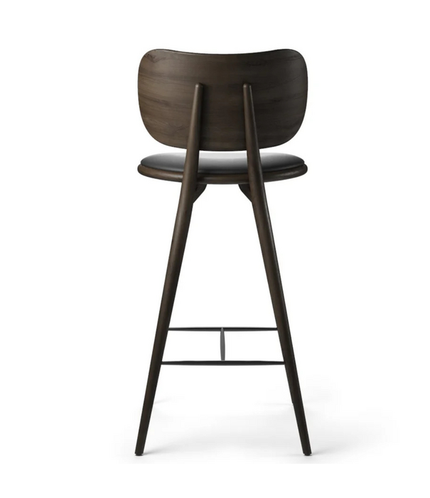 Mater Design  Mater High Stool Backrest Sirka grey oak, Ultra black leather 69cm