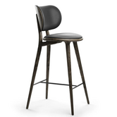 Mater High Stool Backrest Sirka grey oak, Ultra black leather 69cm
