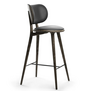 Mater High Stool Backrest Sirka grijs eiken, Ultra zwart leer 69cm