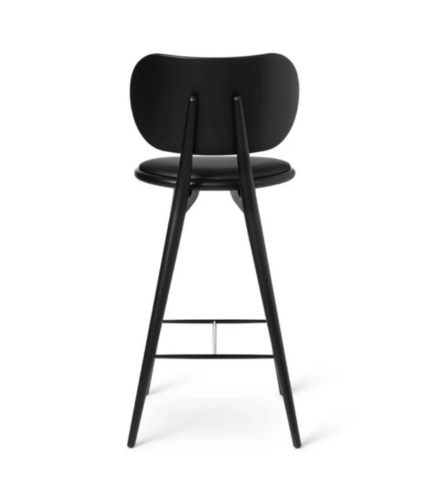 Mater Design  Mater High Stool Backrest black beech, Ultra black leather 69cm