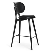 Mater High Stool Backrest black beech, Ultra black leather 69cm