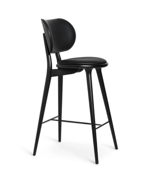 Mater High Stool Backrest black beech, Ultra black leather 69cm