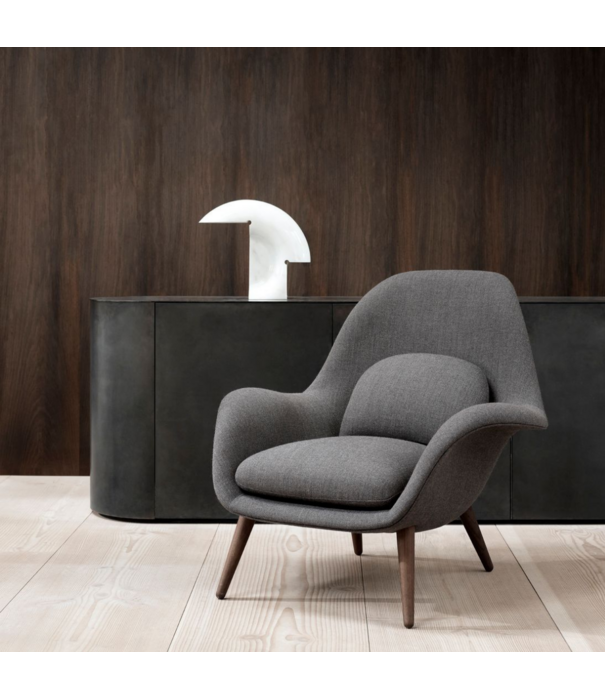 Fredericia  Swoon lounge stoel model 1770, Grand Mohair houten poten