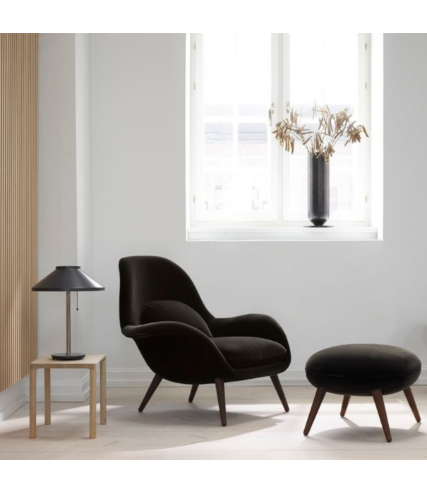 Fredericia  Swoon lounge stoel model 1770, Grand Mohair houten poten