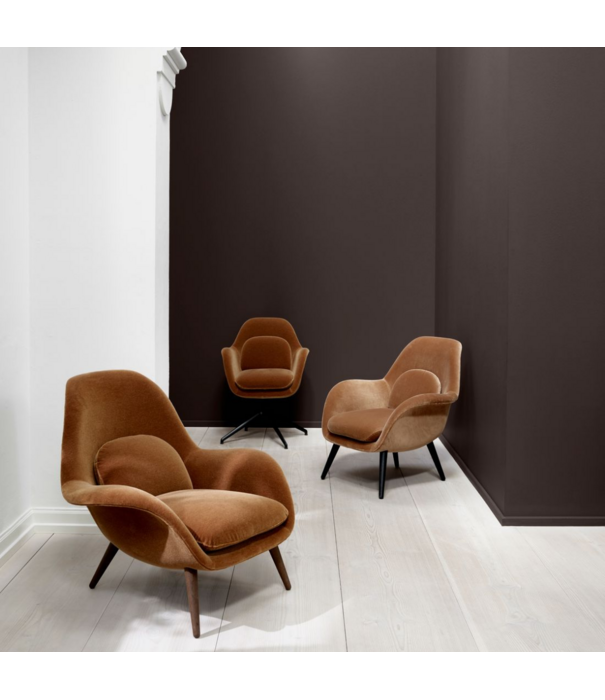 Fredericia  Swoon lounge stoel model 1770, Grand Mohair houten poten