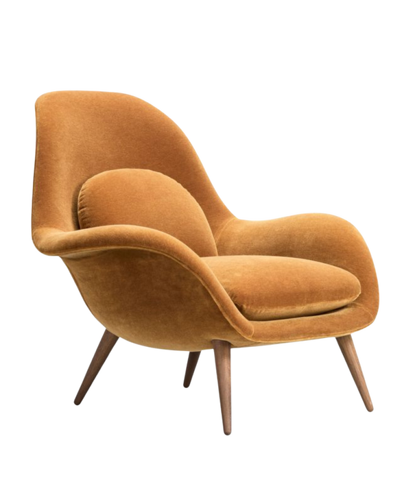Fredericia  Fredericia - Swoon lounge stoel model 1770, Grand Mohair houten poten