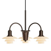Louis Poulsen PH 1/1 Chandelier , Centenary Edition, aged brass - dusty terracotta