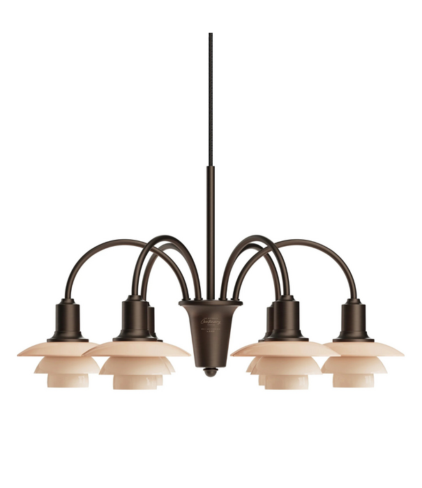 Louis Poulsen  PH 1/1 Chandelier 6, aged brass - dusty terracotta