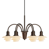 PH 1/1 Chandelier 6, aged brass - dusty terracotta
