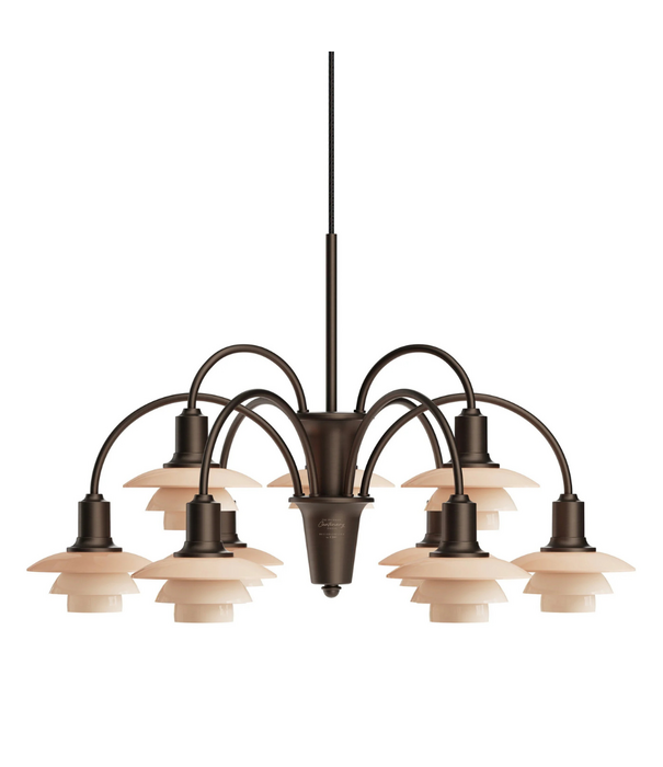 Louis Poulsen  PH 1/1 Kroonluchter 9, aged brass - dusty terracotta