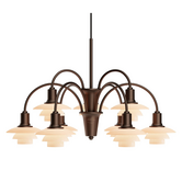 Louis Poulsen PH 1/1 Chandelier 9, Centenary Edition, aged brass - dusty terracotta