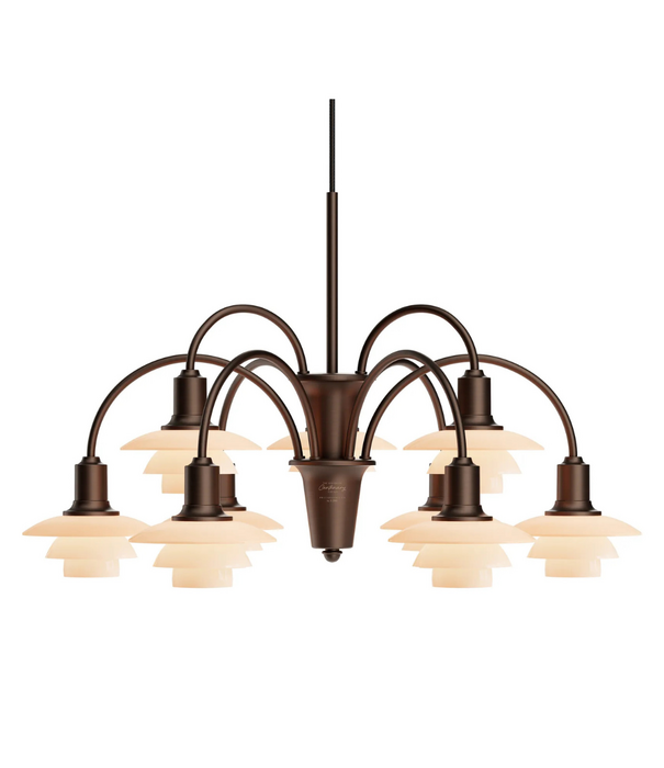 Louis Poulsen  PH 1/1 Chandelier 9, aged brass - dusty terracotta