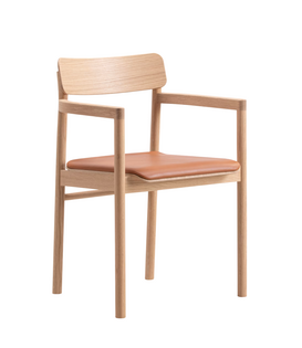 Post Armchair light oiled oak, seat cognac Max leather