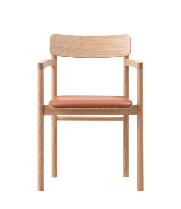 Fredericia  Model 3446, Post Armchair oiled oak, seat cognac leather