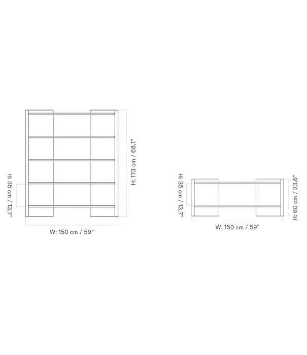 Audo Audo Crescent High Shelving Boekenkast gelakt eiken