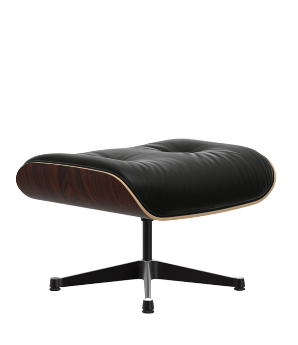 Vitra  Eames Lounge Stoel & Ottoman palisander,  premium nero leer