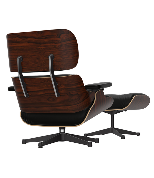 Vitra  Eames Lounge Stoel & Ottoman palisander,  premium nero leer