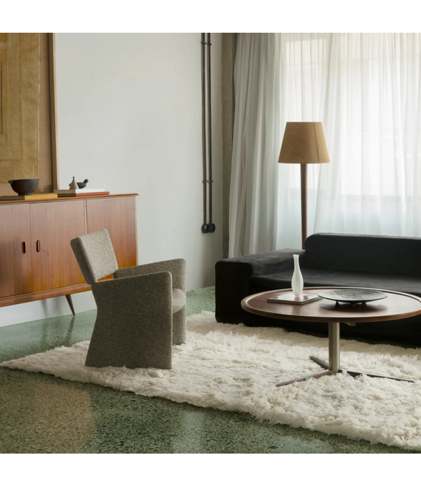 Layered  Shaggy Wool Rug - Bone White