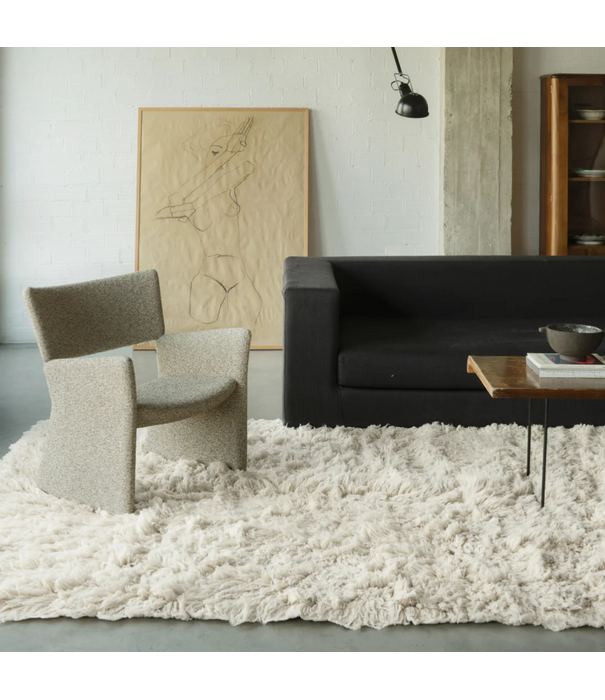 Layered  Shaggy Wool Rug - Bone White