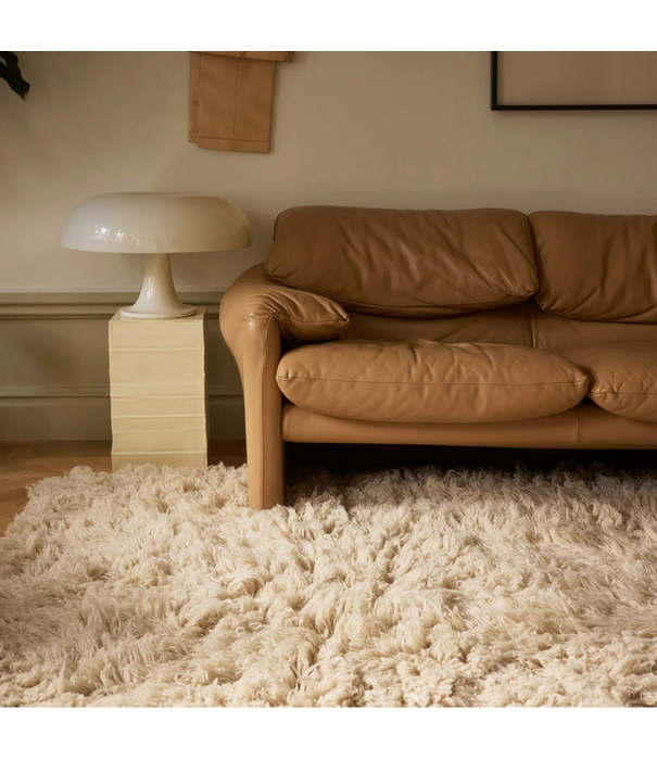 Layered  Shaggy Wol Vloerkleed - Oatmeal