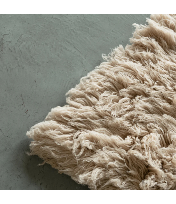 Layered  Layered Shaggy Wool Rug - Oatmeal