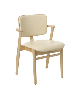 Artek Domus Stoel berken , Prestige cream leer, nougat bies