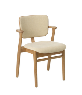 Artek Domus Chair oak, fabric WOW RE 6511, nougat piping