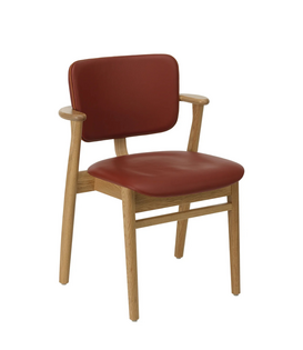 Artek Domus Chair oak, Spectrum Terracotta leer, cognac piping