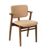Domus Chair walnut stained, fabric WOW RE 6722, cognac piping