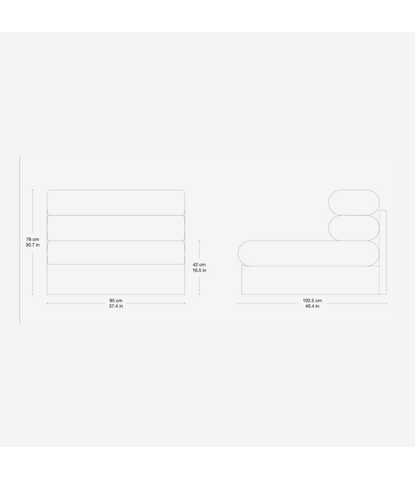 Gubi  Gubi Elogio Sofa Module Middel, fustagno 01 creme