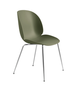 Beetle Dining Chair, chrome conic base