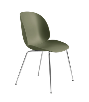 Beetle Dining Chair, chrome conic base