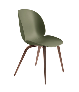 Beetle Dining Chair, walnut wood base