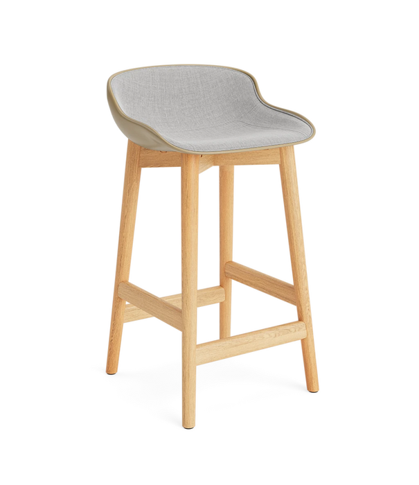 Normann Copenhagen  Hyg Low Barstool oak / white - front Remix