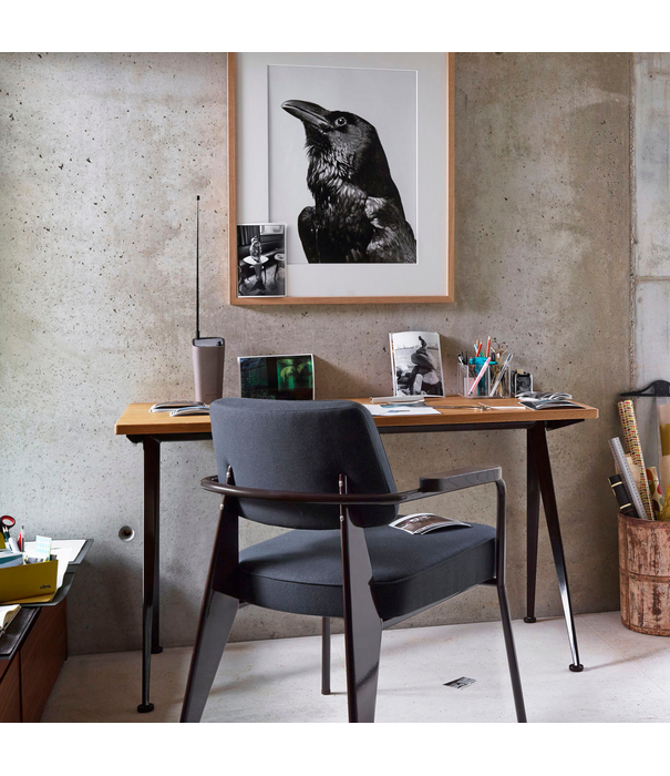 Vitra  Vitra Fauteuil Direction Dining Chair ecru - Twill blue grey