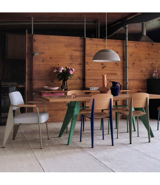 Vitra   Fauteuil Direction Eetkamerstoel ecru - Twill blue grey