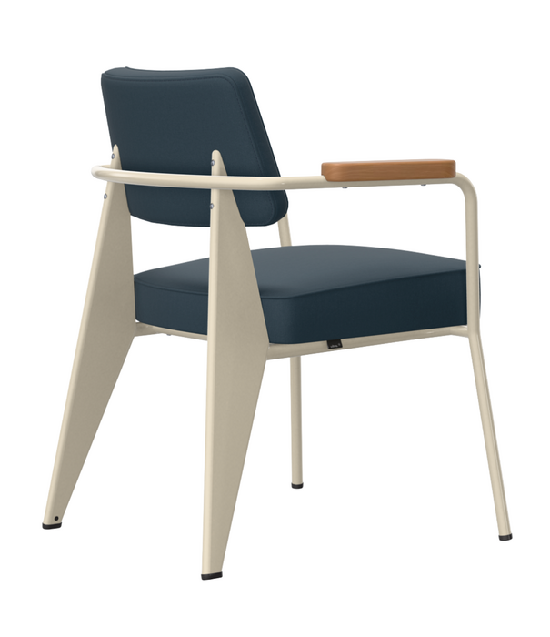 Vitra   Fauteuil Direction Eetkamerstoel ecru - Twill blue grey