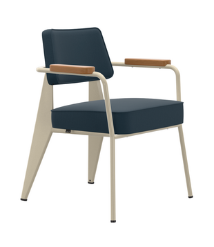 Vitra Fauteuil Direction Eetkamerstoel ecru - Twill blue grey
