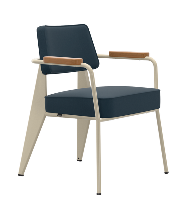 Vitra   Fauteuil Direction Eetkamerstoel ecru - Twill blue grey