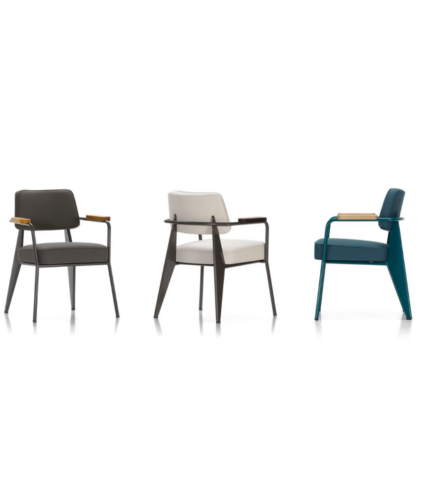 Vitra  Fauteuil Direction Eetkamerstoel Vermeer grijs - Tress emerald melange