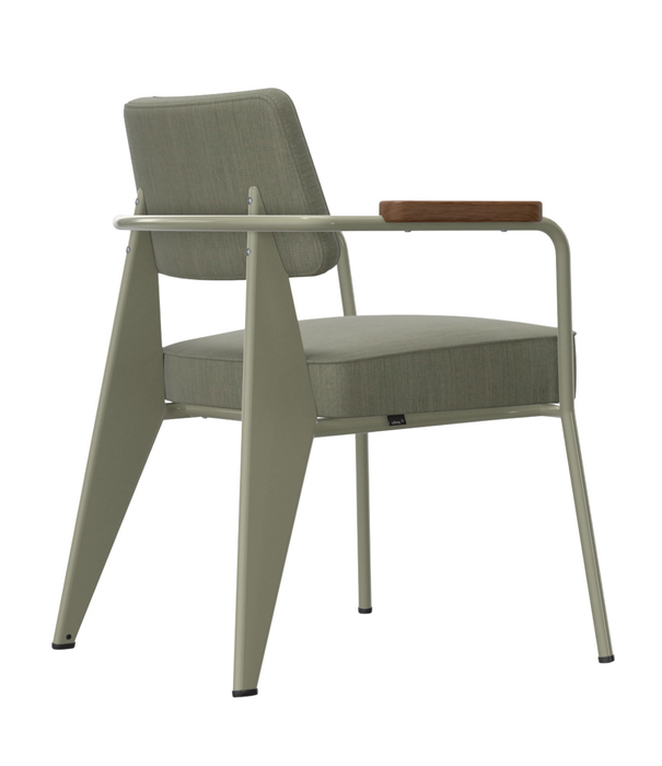 Vitra  Fauteuil Direction Eetkamerstoel Vermeer grijs - Tress emerald melange