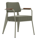 Vitra Fauteuil Direction Dining Chair Vermeer grey - Tress emerald melange