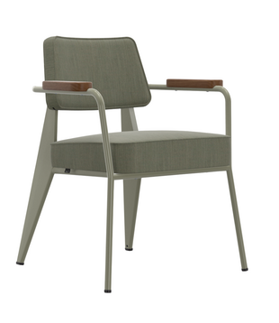 Vitra Fauteuil Direction Eetkamerstoel Vermeer grijs - Tress emerald melange