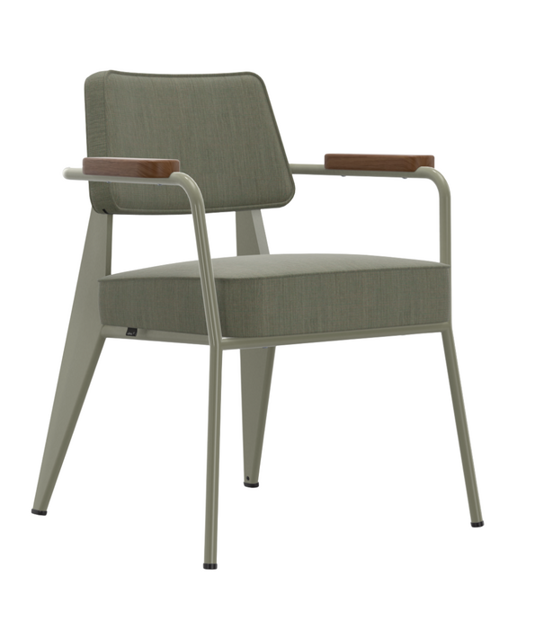 Vitra  Fauteuil Direction Eetkamerstoel Vermeer grijs - Tress emerald melange