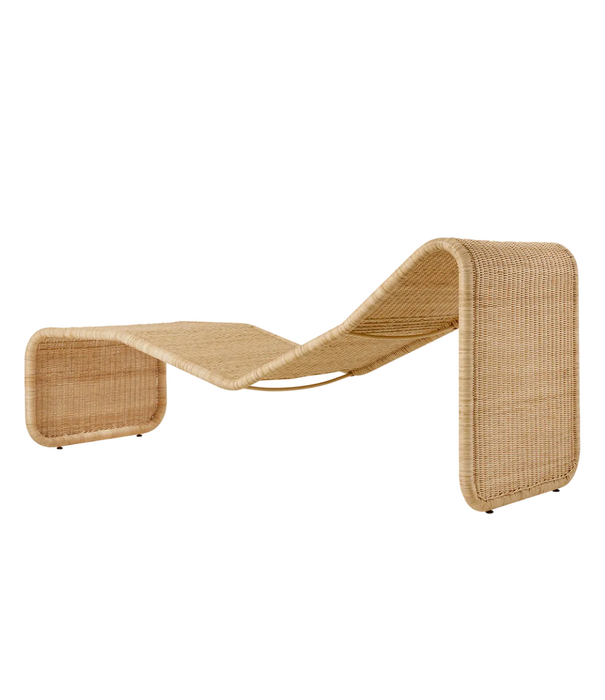 Gubi  Gubi P3S Outdoor Chaise Longue rotan naturel