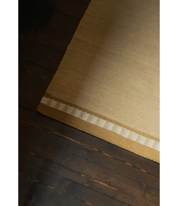 Layered  Röllakan Solid  Wool Rug - Marigold