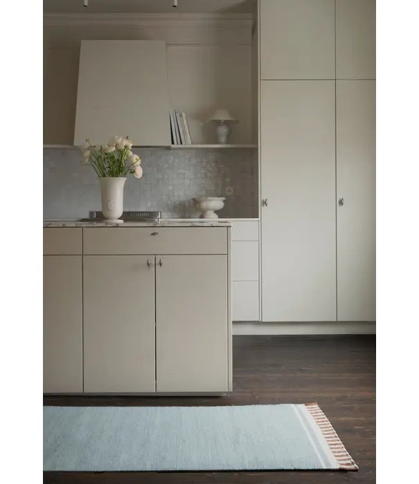 Layered  Röllakan Solid  Wol Vloerkleed - Sky Blue