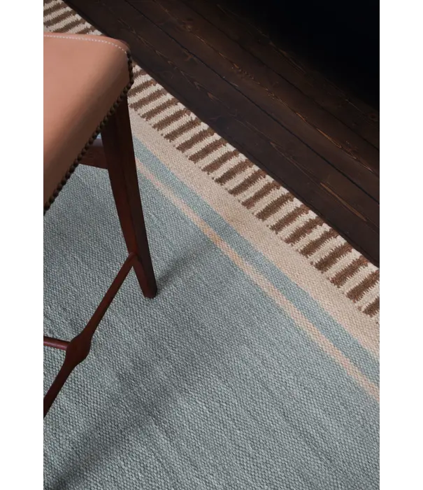 Layered  Röllakan Solid  Wool Rug - Sky Blue