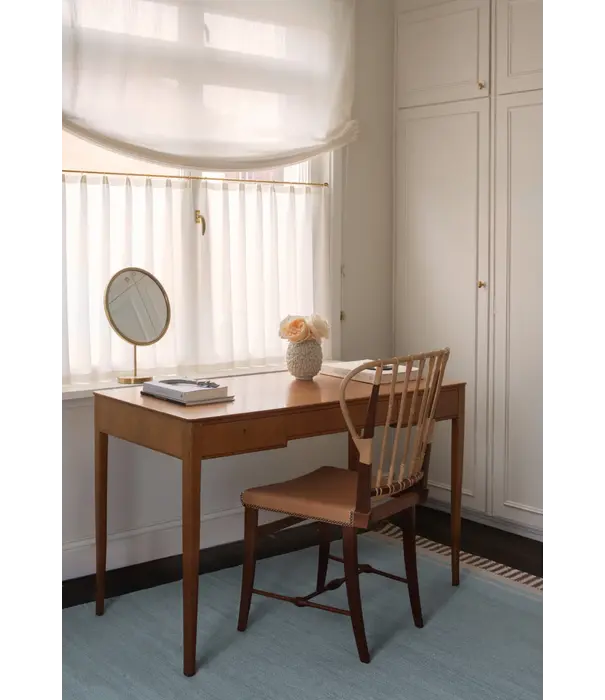 Layered  Röllakan Solid  Wool Rug - Sky Blue