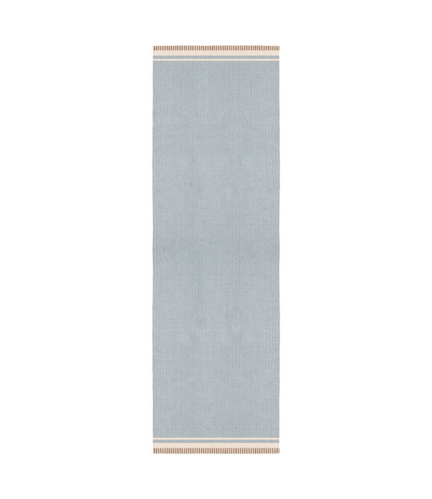 Layered  Röllakan Solid  Wool Rug - Sky Blue